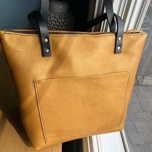 Portland Leather Goods Honeycomb Tote with Black Handles + Zipper MEDIUM